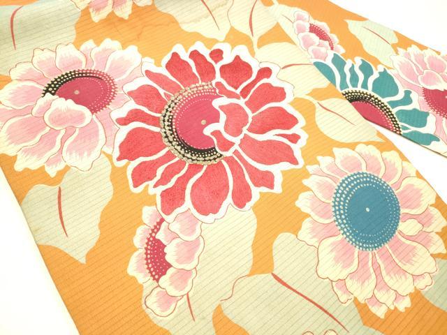 平和屋着物＊夏物　アンティーク　大正ロマン　九寸名古屋帯　絽縮緬　刺繍　草花文　正絹　逸品　DABB3575cm