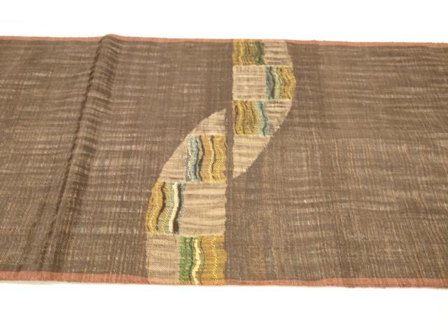 平和屋着物▽西陣 老舗 渡文謹製 手織 すくひ 両面 太鼓柄 本袋帯 スリーシーズン 春夏秋 抽象文様 横段文 金糸 正絹 逸品 DABB3579cm