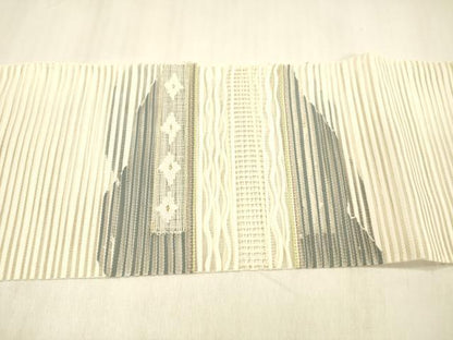 平和屋着物＊夏物　絽綴れ　八寸名古屋帯　横段文　金銀糸　正絹　逸品　DABB3584cm