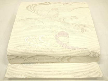 平和屋着物＊夏物 六通柄袋帯 流水文 銀糸 正絹 逸品 DABB3585cm