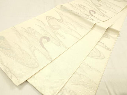 平和屋着物＊夏物 六通柄袋帯 流水文 銀糸 正絹 逸品 DABB3585cm