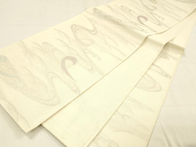 平和屋着物＊夏物 六通柄袋帯 流水文 銀糸 正絹 逸品 DABB3585cm