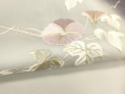 平和屋着物＊夏物 太鼓柄袋帯 総刺繍 朝顔 金銀糸 正絹 逸品 DABB3589cm