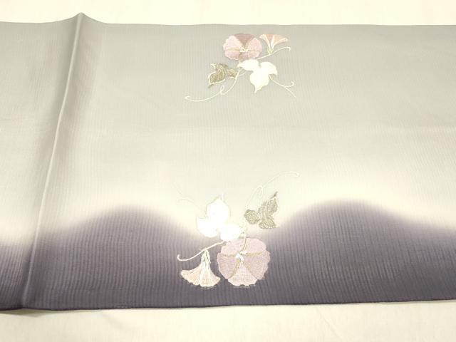 平和屋着物＊夏物 太鼓柄袋帯 総刺繍 朝顔 金銀糸 正絹 逸品 DABB3589cm