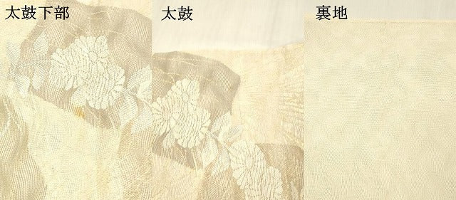 平和屋着物＊夏物 六通柄袋帯 草花文 金糸 正絹 逸品 DABB3590cm