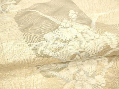 平和屋着物＊夏物 六通柄袋帯 草花文 金糸 正絹 逸品 DABB3590cm