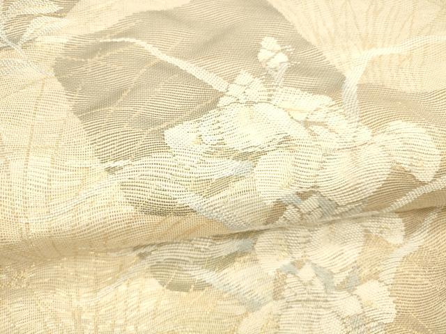 平和屋着物＊夏物 六通柄袋帯 草花文 金糸 正絹 逸品 DABB3590cm
