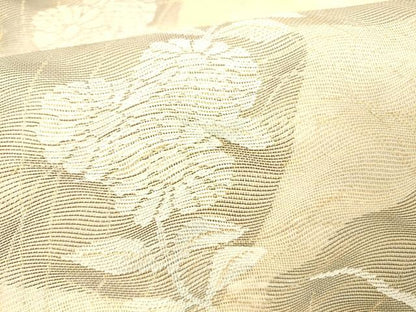 平和屋着物＊夏物 六通柄袋帯 草花文 金糸 正絹 逸品 DABB3590cm