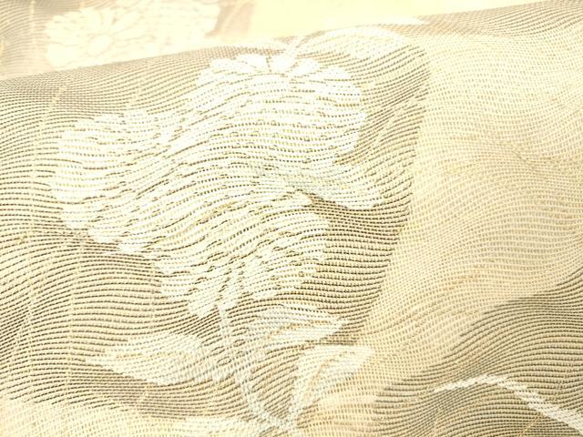 平和屋着物＊夏物 六通柄袋帯 草花文 金糸 正絹 逸品 DABB3590cm