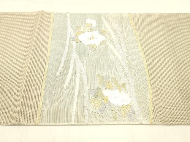 平和屋着物＊夏物 絽綴れ 太鼓柄袋帯 枝花文 金銀糸 正絹 逸品 DABB3591cm