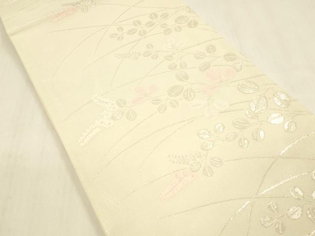 平和屋着物＊夏物 六通柄袋帯 草葉文 銀糸 正絹 逸品 DABB3593cm