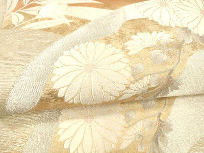 平和屋着物＊夏物 六通柄袋帯 地紙花文 金銀糸 正絹 逸品 DABB3601cm