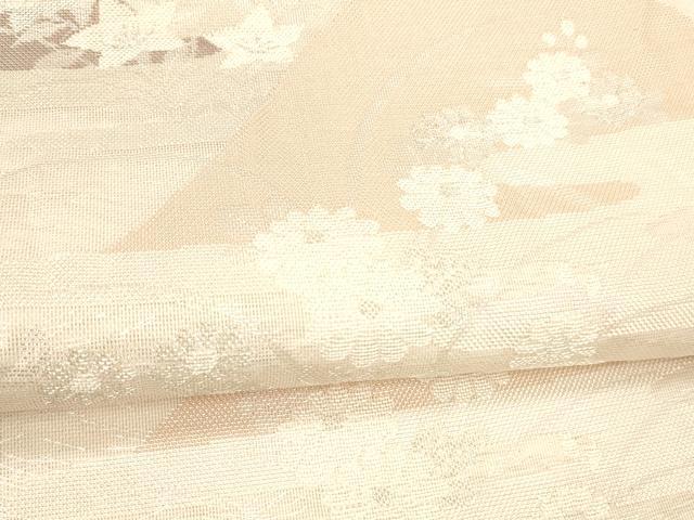 平和屋着物＊夏物 六通柄袋帯 草花文 銀糸 正絹 逸品 DABB3602cm