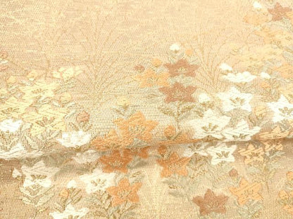平和屋着物＊夏物 西陣 六通柄袋帯 唐織 草花文 金糸 正絹 逸品 DABB3605cm