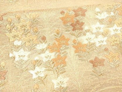 平和屋着物＊夏物 西陣 六通柄袋帯 唐織 草花文 金糸 正絹 逸品 DABB3605cm