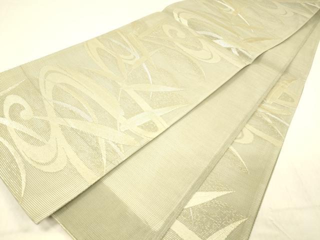 平和屋着物＊夏物 六通柄袋帯 流水草葉文 金銀糸 正絹 逸品 DABB3606cm