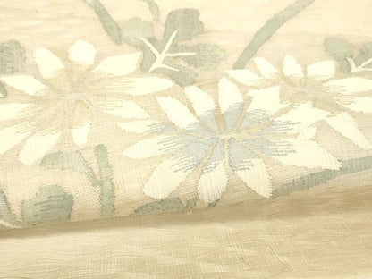 平和屋着物＊夏物 太鼓柄袋帯 草花文 金銀糸 正絹 逸品 DABB3607cm