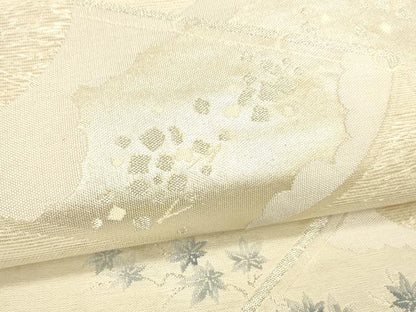 平和屋着物＊夏物 六通柄袋帯 唐織 冊子草花文 銀糸 正絹 逸品 DABB3608cm