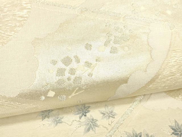 平和屋着物＊夏物 六通柄袋帯 唐織 冊子草花文 銀糸 正絹 逸品 DABB3608cm