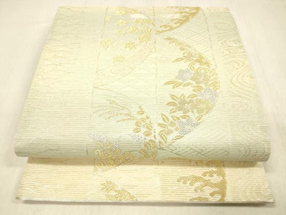 平和屋着物＊夏物 六通柄袋帯 唐織 さわやか 金銀糸 正絹 逸品 DABB3610cm