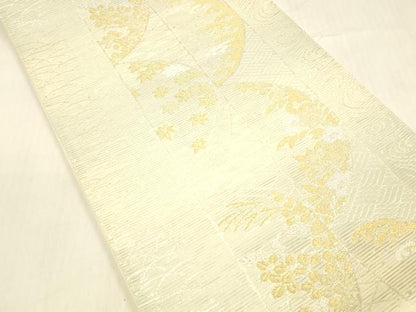 平和屋着物＊夏物 六通柄袋帯 唐織 さわやか 金銀糸 正絹 逸品 DABB3610cm