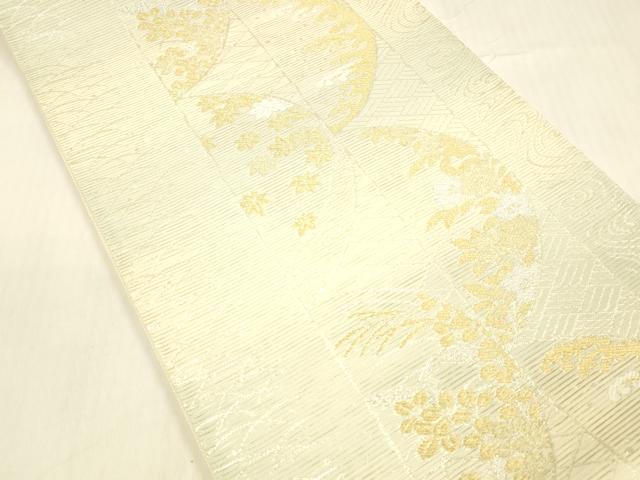 平和屋着物＊夏物 六通柄袋帯 唐織 さわやか 金銀糸 正絹 逸品 DABB3610cm
