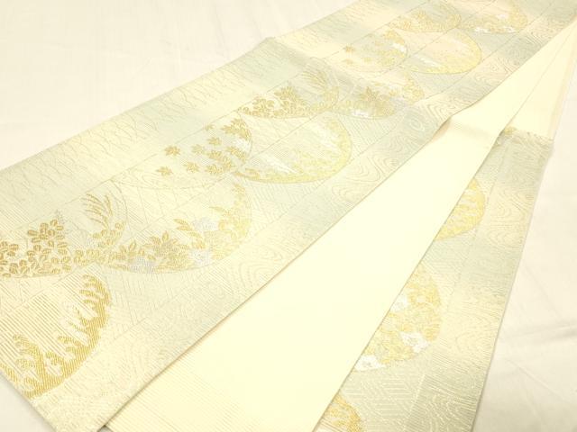 平和屋着物＊夏物 六通柄袋帯 唐織 さわやか 金銀糸 正絹 逸品 DABB3610cm