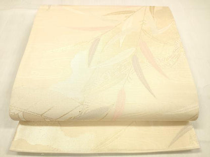 平和屋着物＊夏物 六通柄袋帯 渡橋流水草葉文 金糸 正絹 逸品 DABB3611cm