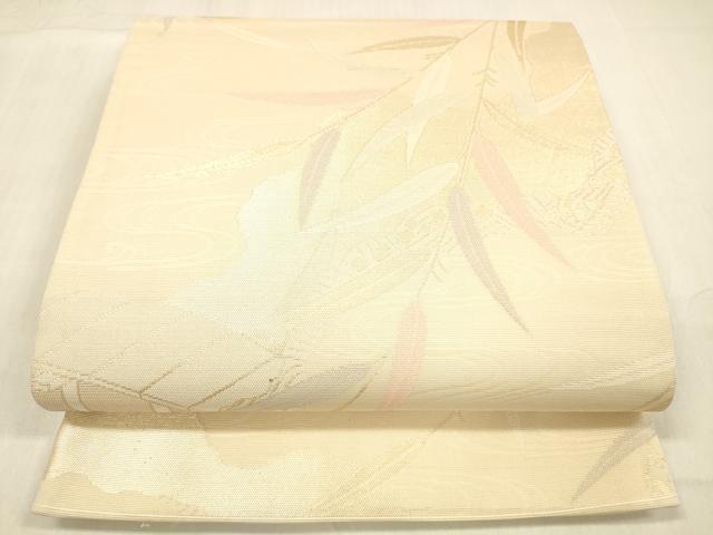 平和屋着物＊夏物 六通柄袋帯 渡橋流水草葉文 金糸 正絹 逸品 DABB3611cm
