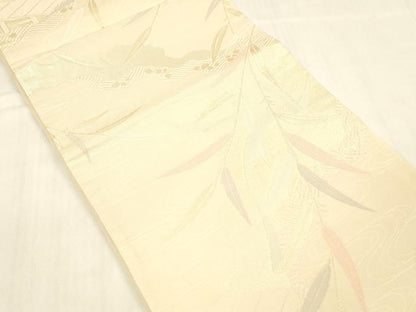 平和屋着物＊夏物 六通柄袋帯 渡橋流水草葉文 金糸 正絹 逸品 DABB3611cm