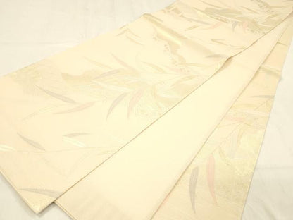 平和屋着物＊夏物 六通柄袋帯 渡橋流水草葉文 金糸 正絹 逸品 DABB3611cm