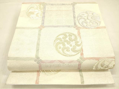 平和屋着物＊夏物 六通柄袋帯 流水丸文 金銀糸 正絹 逸品 DABB3612cm
