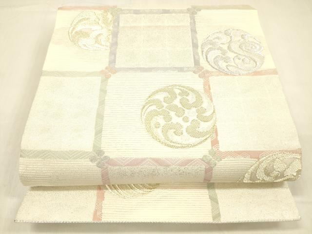 平和屋着物＊夏物 六通柄袋帯 流水丸文 金銀糸 正絹 逸品 DABB3612cm