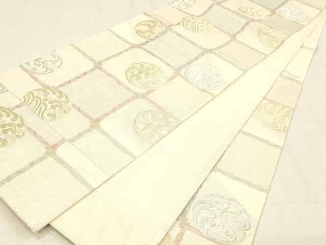 平和屋着物＊夏物 六通柄袋帯 流水丸文 金銀糸 正絹 逸品 DABB3612cm