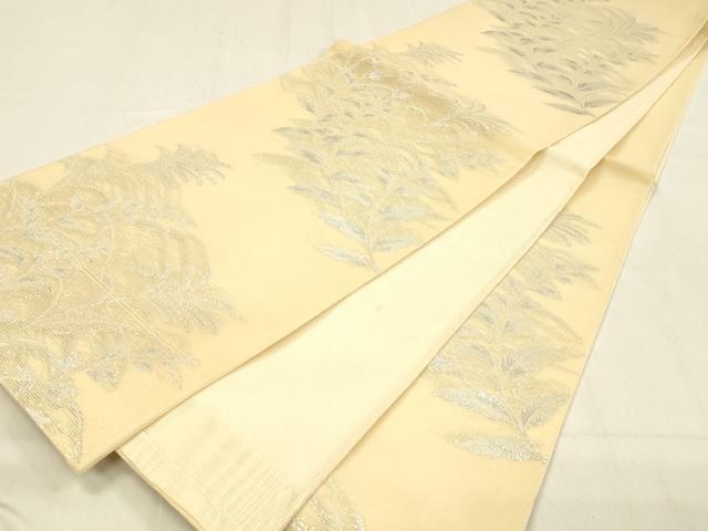 平和屋着物＊夏物 六通柄袋帯 草葉文 銀糸 正絹 逸品 DABB3616cm