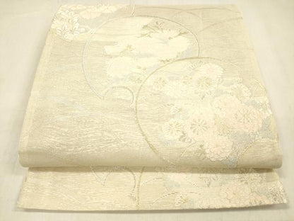 平和屋着物＊夏物　六通柄袋帯　草花文　金銀糸　正絹　逸品　DABB3618cm