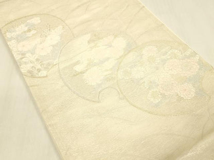 平和屋着物＊夏物　六通柄袋帯　草花文　金銀糸　正絹　逸品　DABB3618cm