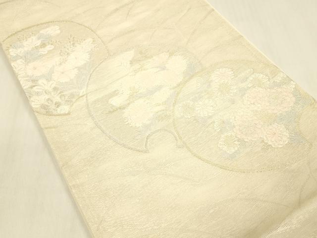 平和屋着物＊夏物　六通柄袋帯　草花文　金銀糸　正絹　逸品　DABB3618cm
