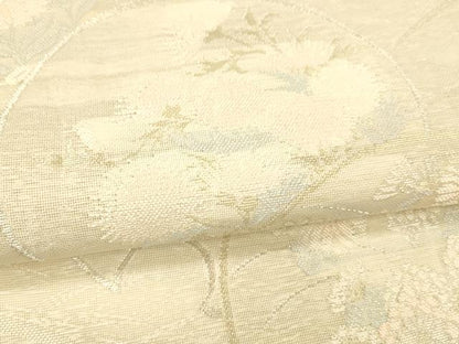 平和屋着物＊夏物　六通柄袋帯　草花文　金銀糸　正絹　逸品　DABB3618cm