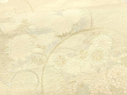平和屋着物＊夏物　六通柄袋帯　草花文　金銀糸　正絹　逸品　DABB3618cm
