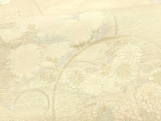 平和屋着物＊夏物　六通柄袋帯　草花文　金銀糸　正絹　逸品　DABB3618cm