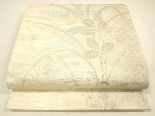 平和屋着物＊夏物 六通柄袋帯 草葉文 金糸 正絹 逸品 DABB3619cm