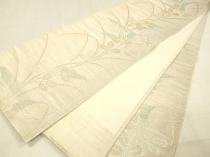 平和屋着物＊夏物 六通柄袋帯 草葉文 金糸 正絹 逸品 DABB3619cm