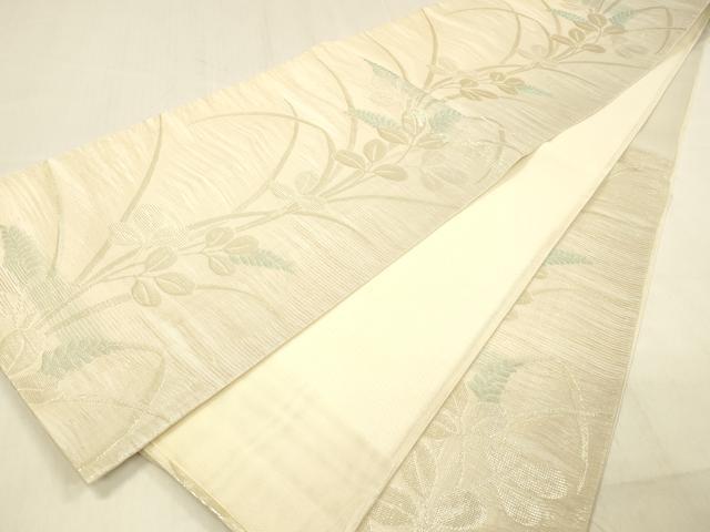 平和屋着物＊夏物 六通柄袋帯 草葉文 金糸 正絹 逸品 DABB3619cm
