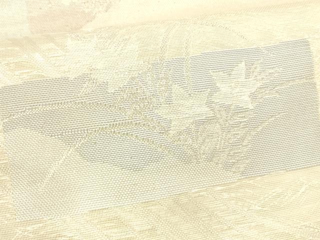 平和屋着物＊夏物 六通柄袋帯 草花文 銀糸 正絹 逸品 DABB3621cm