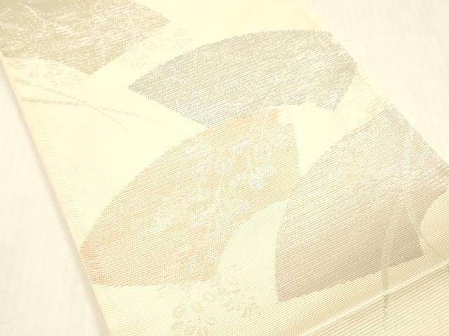 平和屋着物＊夏物 六通柄袋帯 地紙草葉文 銀糸 正絹 逸品 DABB3622cm