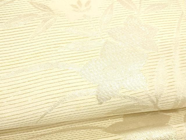 平和屋着物＊夏物 六通柄袋帯 流水草花文 銀糸 正絹 逸品 DABB3623cm