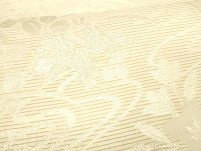 平和屋着物＊夏物 六通柄袋帯 流水草花文 銀糸 正絹 逸品 DABB3623cm