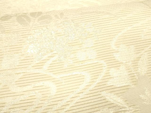 平和屋着物＊夏物 六通柄袋帯 流水草花文 銀糸 正絹 逸品 DABB3623cm