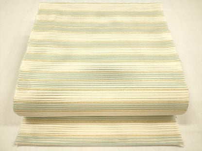平和屋着物＊夏物 絽綴れ 八寸名古屋帯 横段文 金糸 正絹 逸品 DABB3626cm